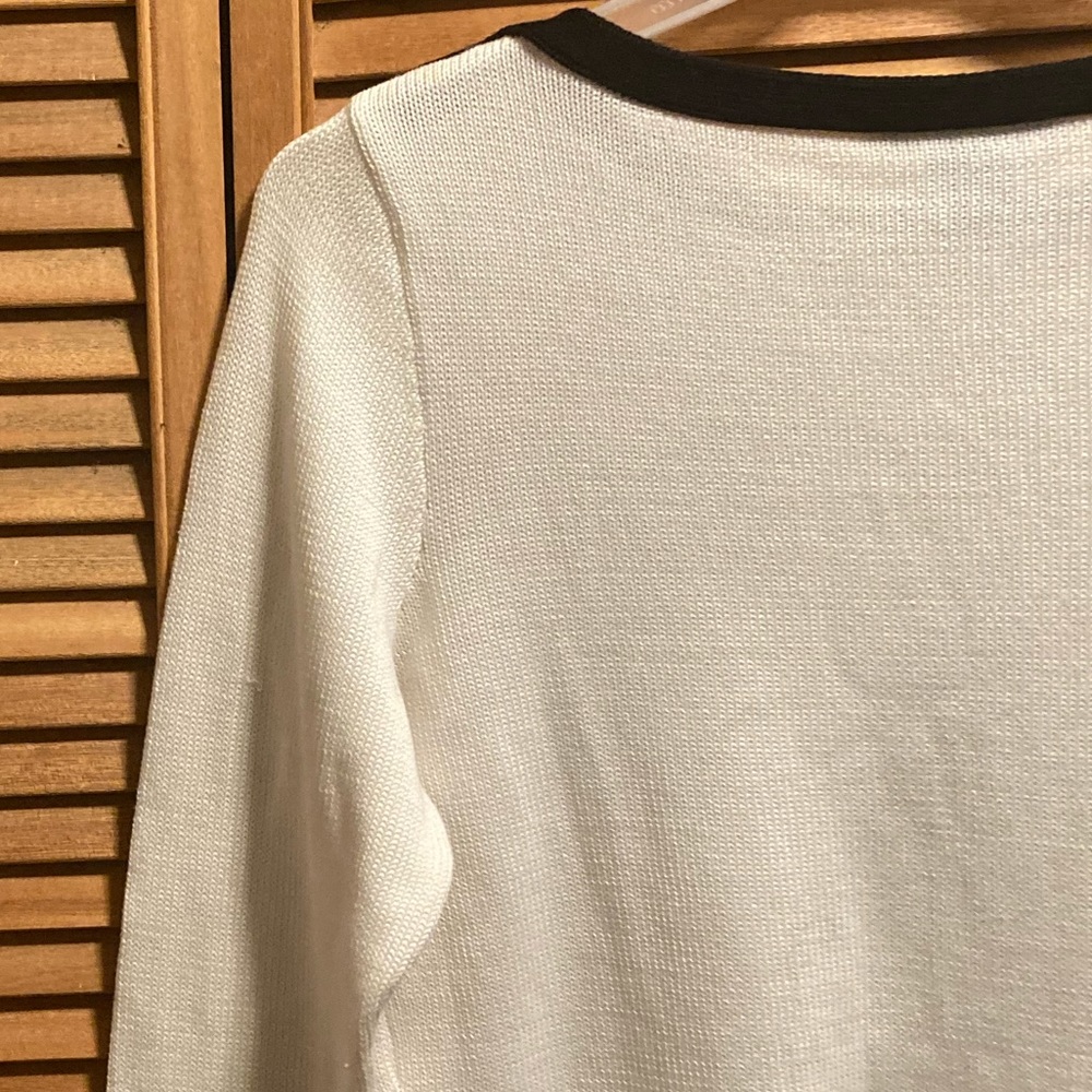 Lauren Ralph Lauren White & Black Knit Boatneck Sweater - Picture 15 of 16